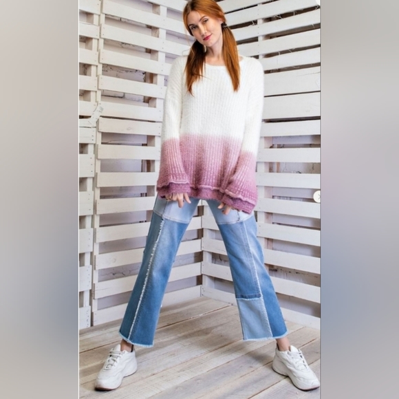 Easel Dip Dye Bell Sleeve Mohair Sweater - Picture 3 of 4